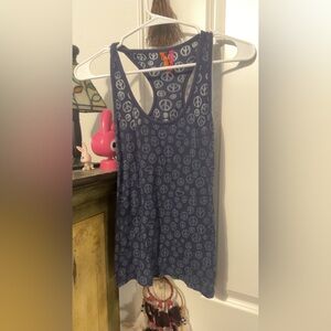 Jenni by Jennifer Moore Navy Peace Sign Tank Top